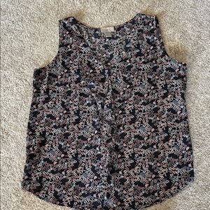 Loft Floral Sleeveless Top - Black and Pink